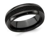 Men's Black Titanium 8mm Pattern Band Ring with Black Crete